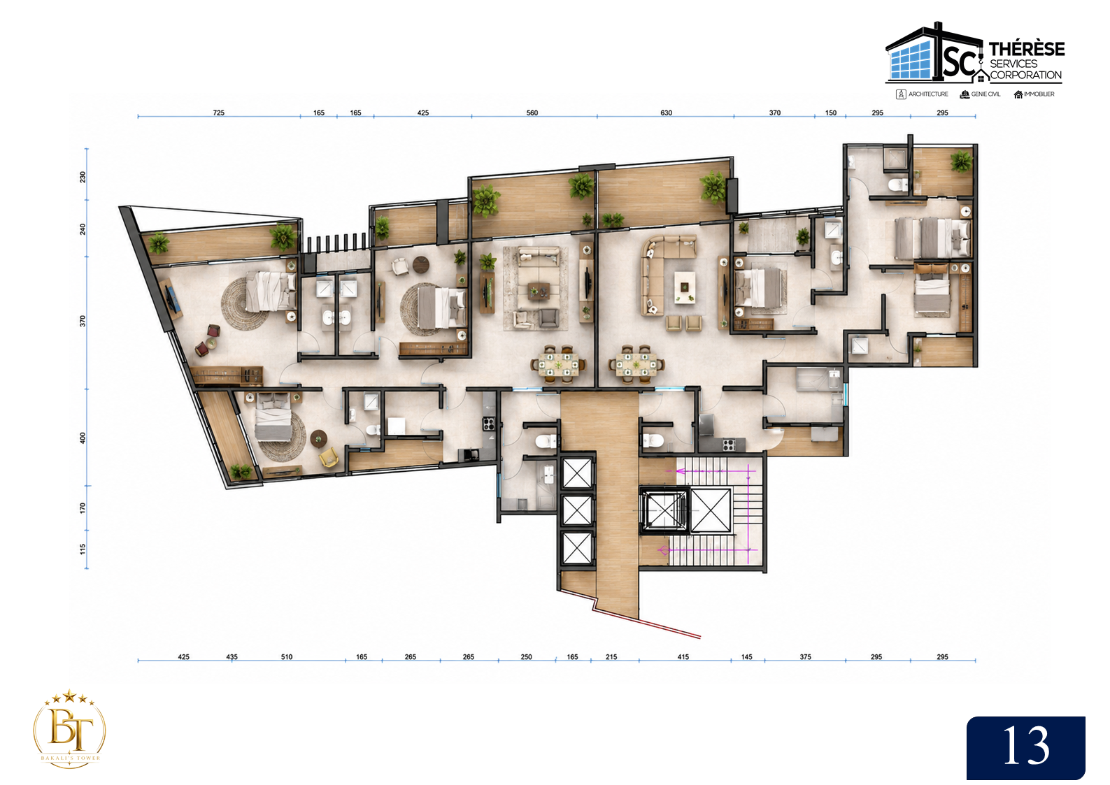 Distribution interieure des appartements haut standing